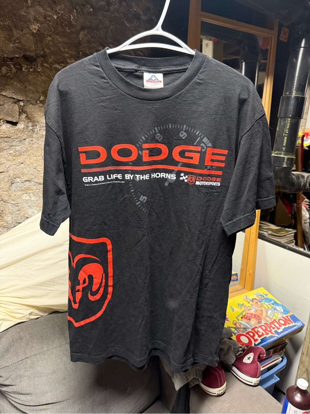 Vintage 2003 Dodge Ram Grab Life By The Horns Motorsports Tee Black L
